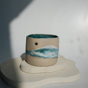 Irregular Cup – Deep Green Swirl