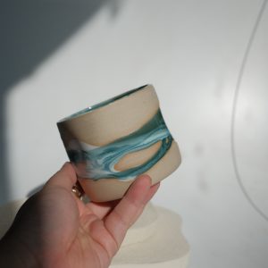 Irregular Cup – Deep Green Swirl